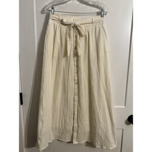Marled Light Yellow midi skirt cotton double gauze Sz S NWT Cottagecore Summer